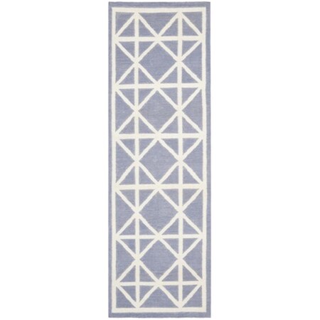 Safavieh Dhurries Hand Woven Flat Weave Rectangle Rug- Purple - Ivory- 2 Ft. 6 In. X 12 Ft. DHU558B-212